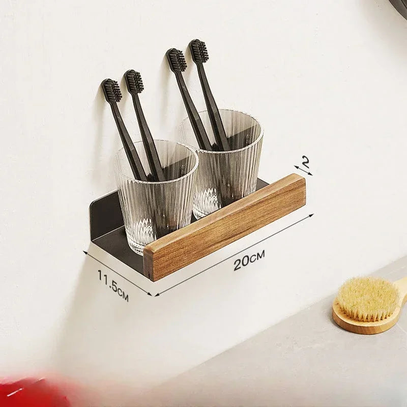 Prateleira Punch-Free de Madeira Maciça com Alumínio