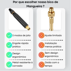 Bico Premium de Alta Pressão Para Mangueira + Conector Aço dourado - Kit 3 Em 1