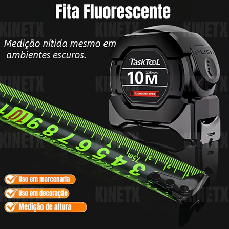 Trena Profissional Fluorescente - Fita Métrica De Aço Inoxidável Carbono De Alta Precisão [Postamos em 24h]