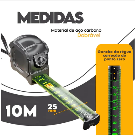 Trena Profissional Fluorescente - Fita Métrica De Aço Inoxidável Carbono De Alta Precisão [Postamos em 24h]