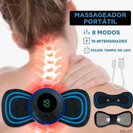 KIT 10 Mini Massageador Elétrico Portátil Cervical EMS Alivia Dores Corpo Pescoço