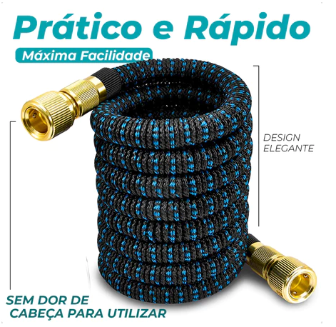 Mangueira Expansível 30m Revoria™ com Esguicho Ajustável + Suporte de parede e Bolsa Organizadora