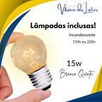Varal Luzes Preto Lâmpada amarela incandescente 15w Externa Gambiarra Casamento Luz Externo Jardim