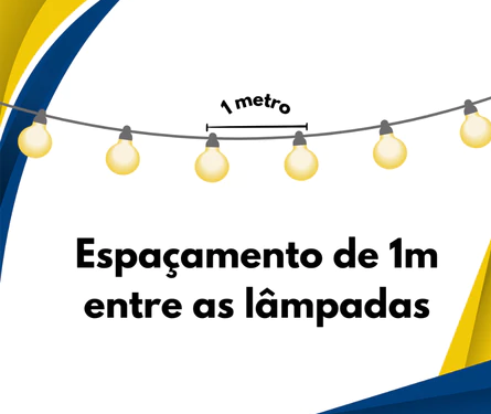 Varal Luzes Preto Lâmpada amarela incandescente 15w Externa Gambiarra Casamento Luz Externo Jardim