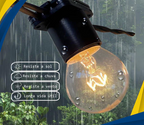 Varal Luzes Preto Lâmpada amarela incandescente 15w Externa Gambiarra Casamento Luz Externo Jardim