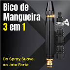 Bico Premium de Alta Pressão Para Mangueira + Conector Aço dourado - Kit 3 Em 1