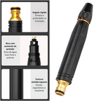 Bico Premium de Alta Pressão Para Mangueira + Conector Aço dourado - Kit 3 Em 1