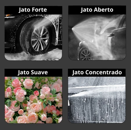 Bico Premium de Alta Pressão Para Mangueira + Conector Aço dourado - Kit 3 Em 1