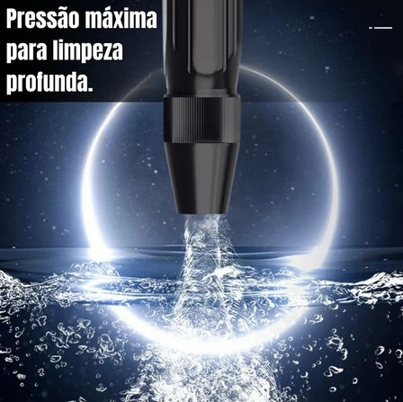 Bico Premium de Alta Pressão Para Mangueira + Conector Aço dourado - Kit 3 Em 1