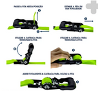 Cinta Catraca Para Amarração De Carga Gancho J - 4 Metros 1500Kg - Produto Exclusivo Revoria Shop