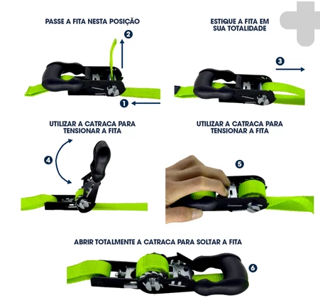 Cinta Catraca Para Amarração De Carga Gancho J - 4 Metros 1500Kg - Produto Exclusivo Revoria Shop