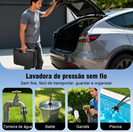 Lavadora de Alta Pressão Linha PREMIUM Sem Fio DW131 6 em 1 – 48V Profissional com 2 Baterias e Maleta | Exclusiva Revoria Shop