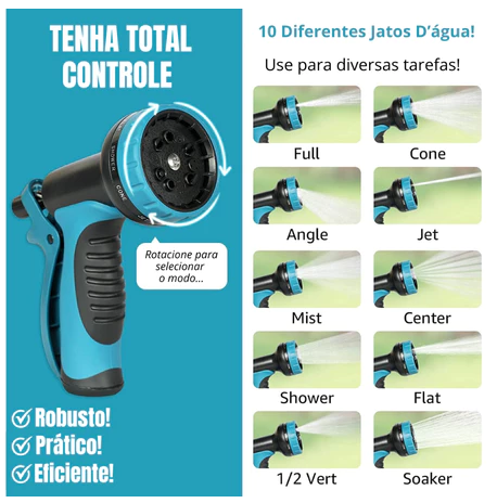 Mangueira Expansível 30m Revoria™ com Esguicho Ajustável + Suporte de parede e Bolsa Organizadora