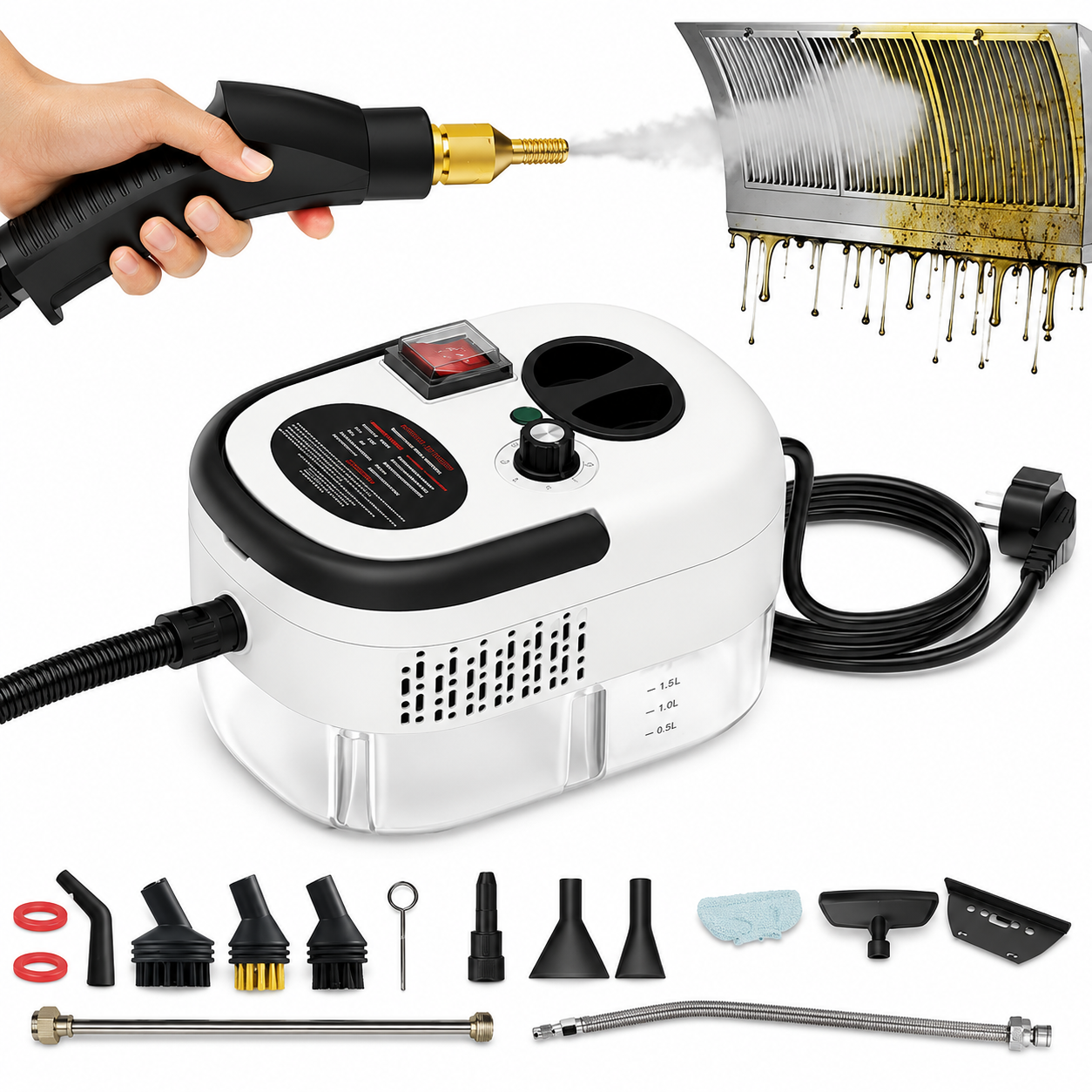 VaporJet X™ 2500W - Limpador a Vapor Pressurizado de Alta Temperatura com Kit Completo de Escovas | Edição Premium