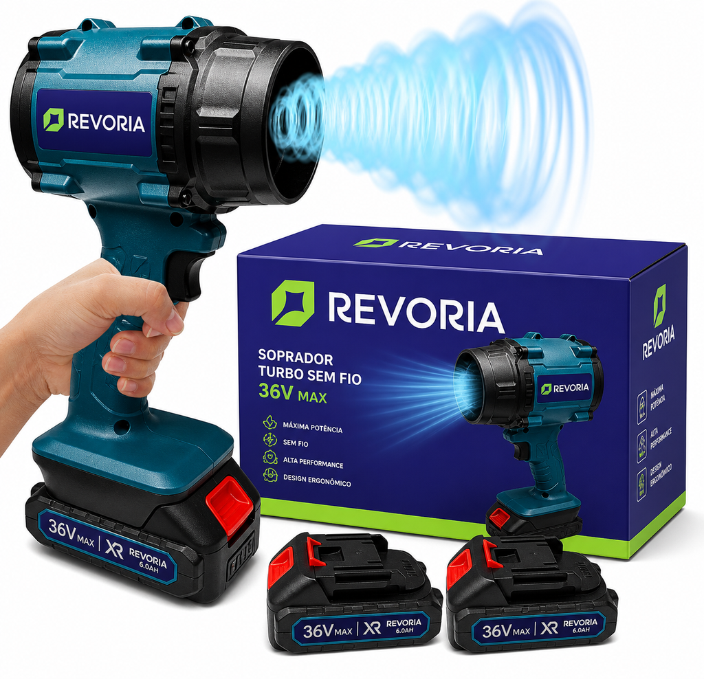 TurboForce X™ - 1000w - 21V – Soprador Profissional de Alta Potência 1000W com 2 Baterias | Tecnologia Turbo • 110K RPM • Modelo Premium 2026