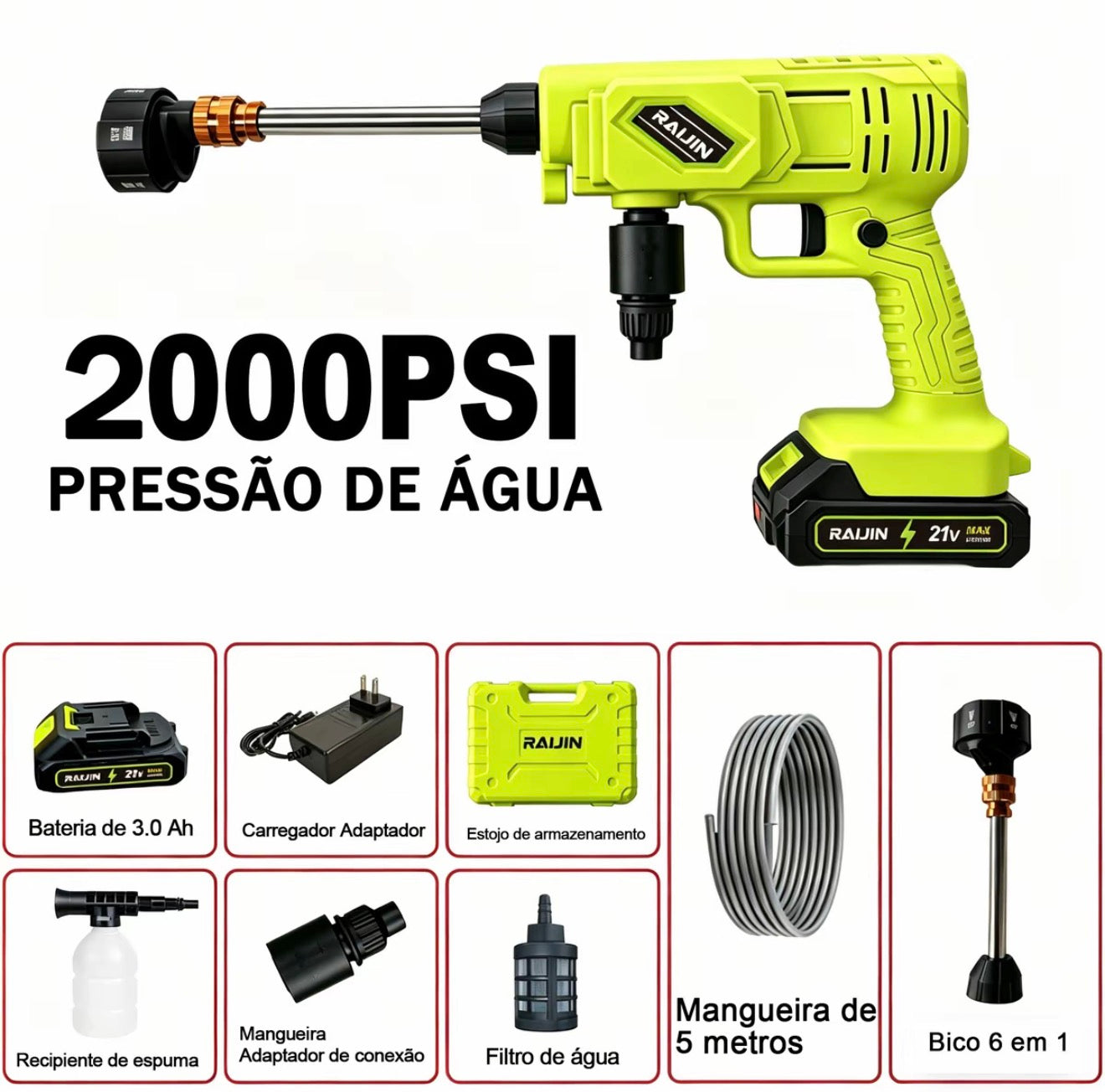 Lavadora de Alta Pressão RAIJIN™ 21V Sem Fio - Exclusivo Revoria Shop