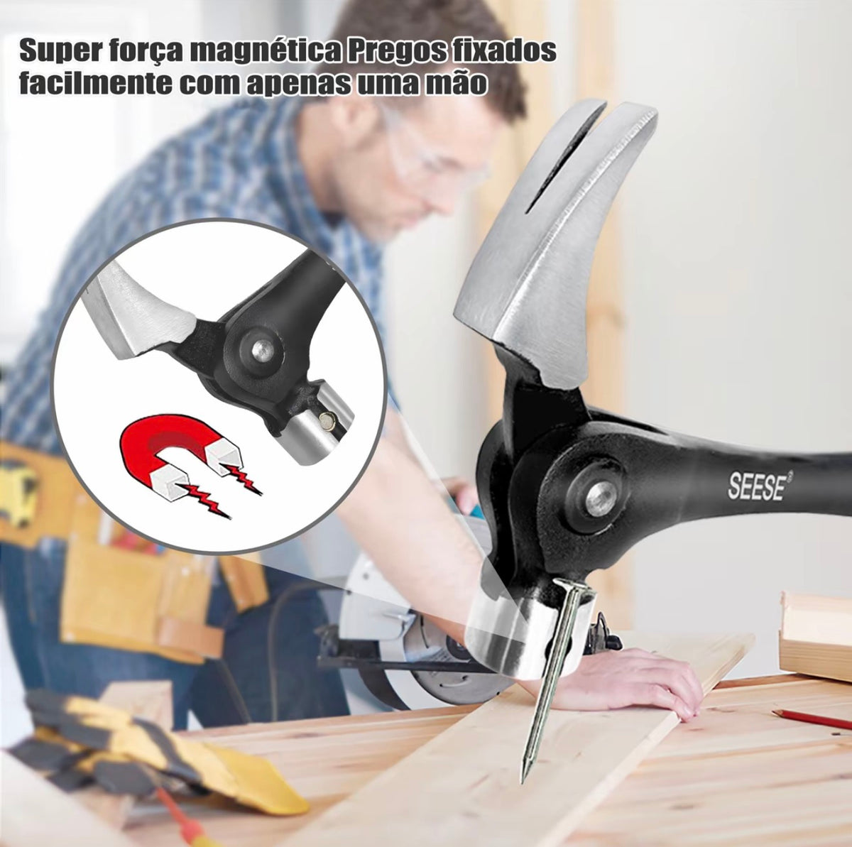 SEESE MARTELO PROFISSIONAL 454G — Suporte Magnetico - Exclusivo Revoria Shop