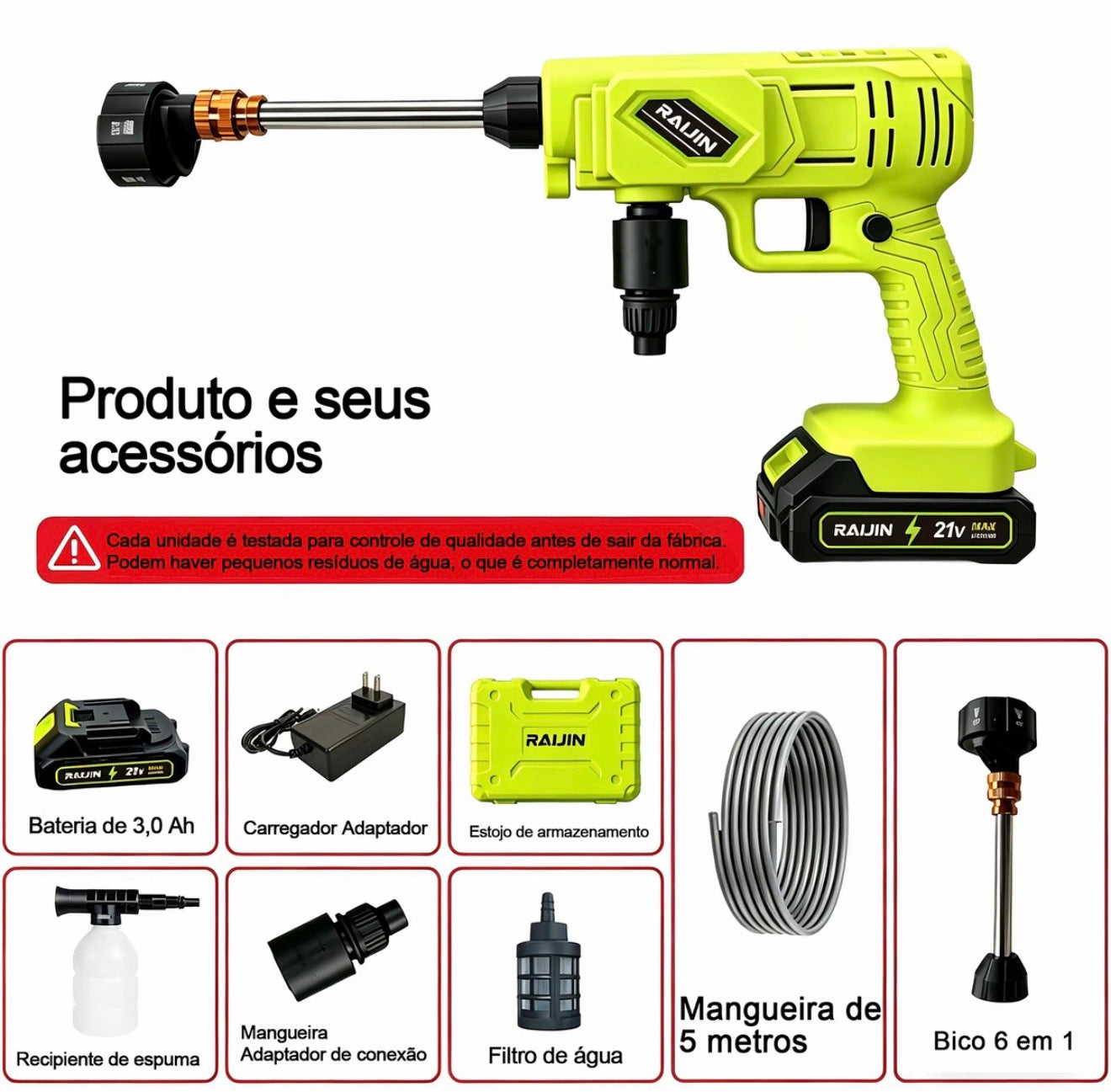 Lavadora de Alta Pressão RAIJIN™ 21V Sem Fio - Exclusivo Revoria Shop