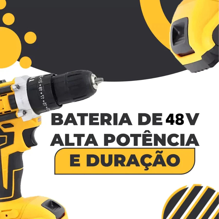 Parafusadeira e Furadeira 48V Com 2 Baterias Maleta e Acessórios Completo