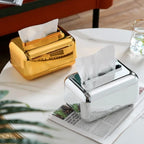 Caixa Porta-Lenço Cromada para Decoração e Organização