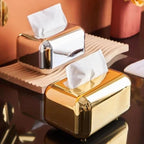 Caixa Porta-Lenço Cromada para Decoração e Organização