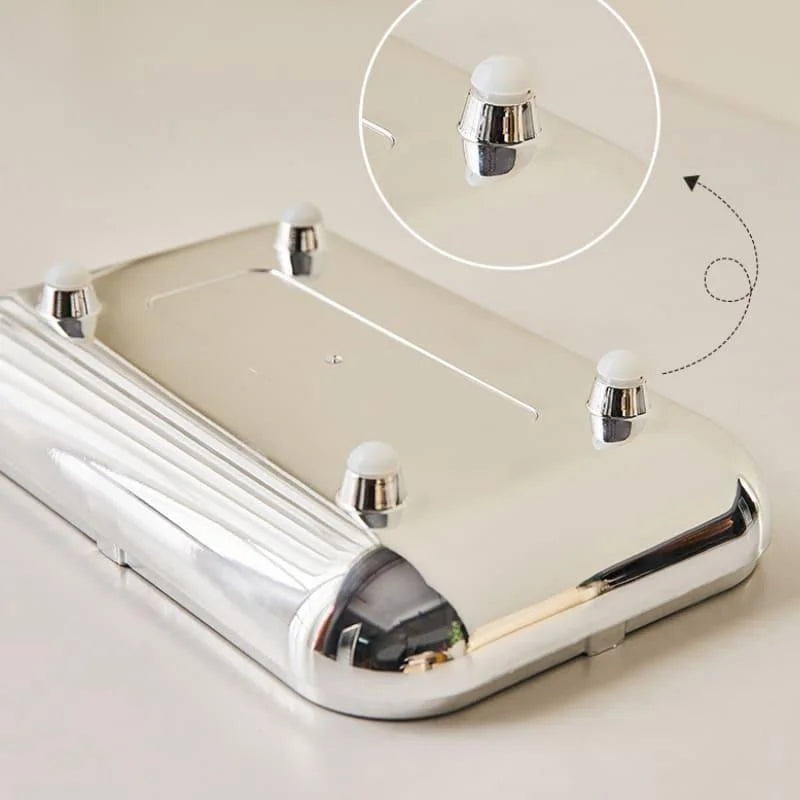 Caixa Porta-Lenço Cromada para Decoração e Organização