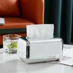 Caixa Porta-Lenço Cromada para Decoração e Organização