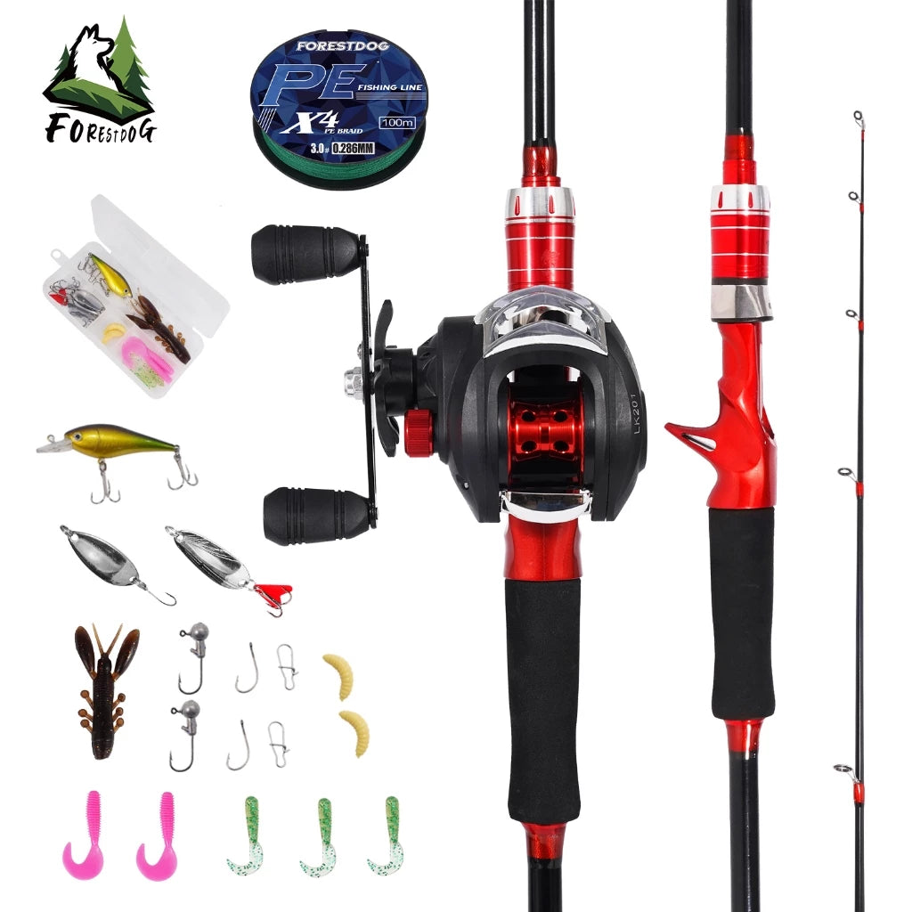 Conjunto Vara de Pesca 1,68m com Carretilha de Pesca 17+1 Rolamentos e Iscas Artificiai Kit Molinete