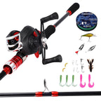 Conjunto Vara de Pesca 1,68m com Carretilha de Pesca 17+1 Rolamentos e Iscas Artificiai Kit Molinete